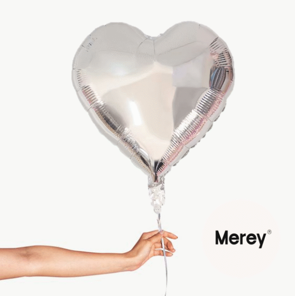 Globo Foil Corazon Plata + Helio 18"