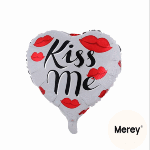 Globo corazon metalizado kiss me 18" (45cm)