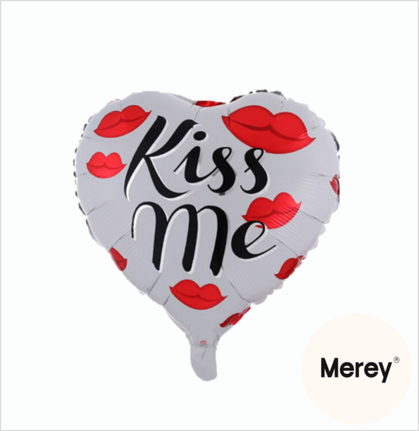 Globo corazon metalizado kiss me 18" (45cm)