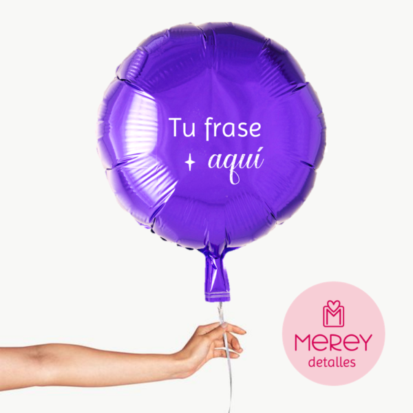 Globo Foil Redondo Violeta + Helio 18" Personalizado