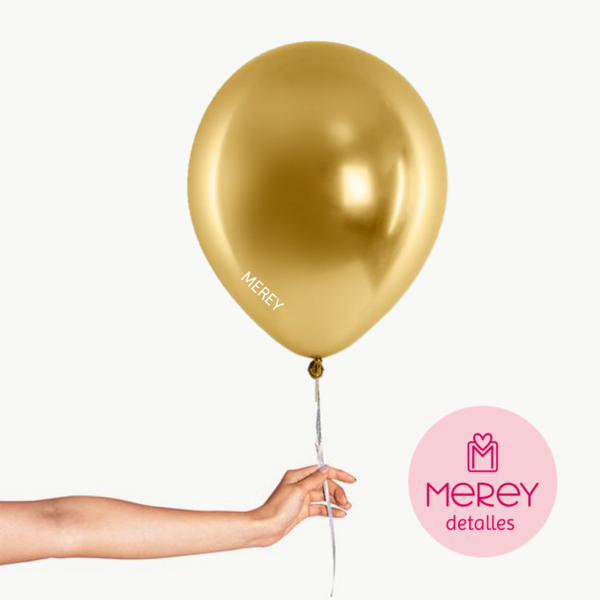 Globo Latex Chrome Dorado + Helio 12"