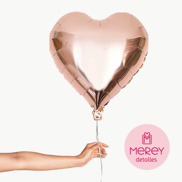 Globo Foil Corazon Rosegold + Helio 18"