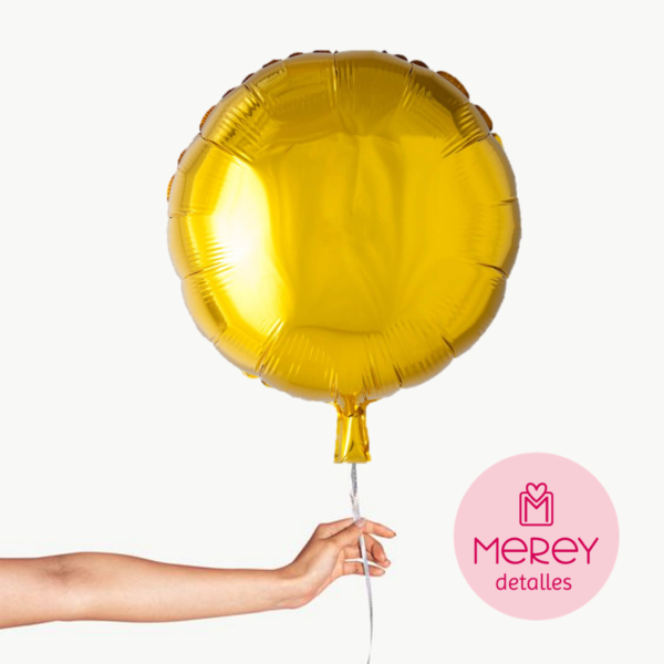 Globo Foil Redondo Dorado + Helio 18"