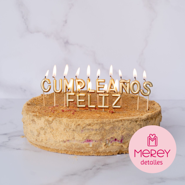 Set Velas Feliz Cumpleaños Dorado